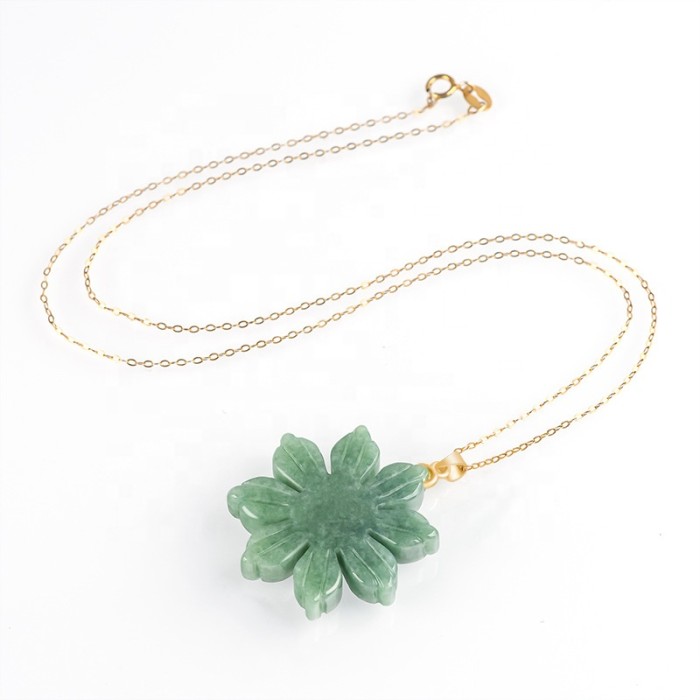 Natural jadeite Philippine Sun Jade pendant set with sunflower female accessory