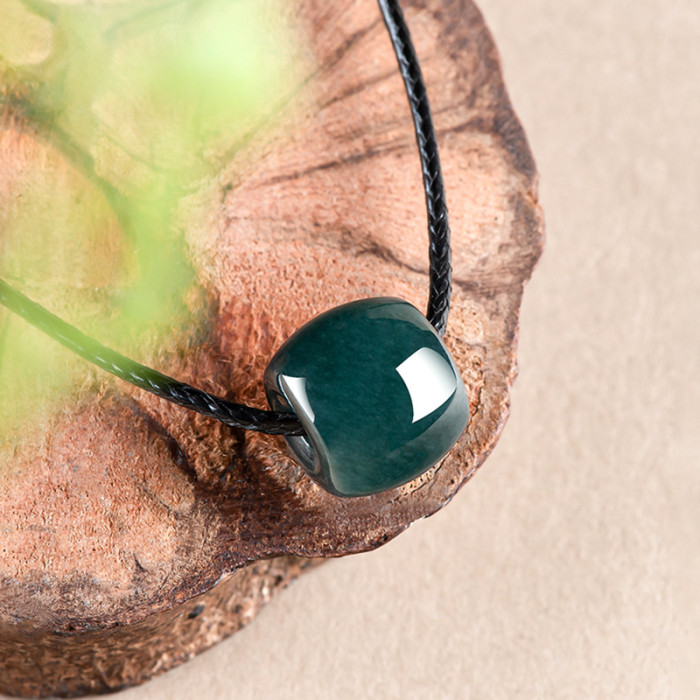 Natural jadeite deep blue water jade good luck pendant necklace Women's jewelry original design gift