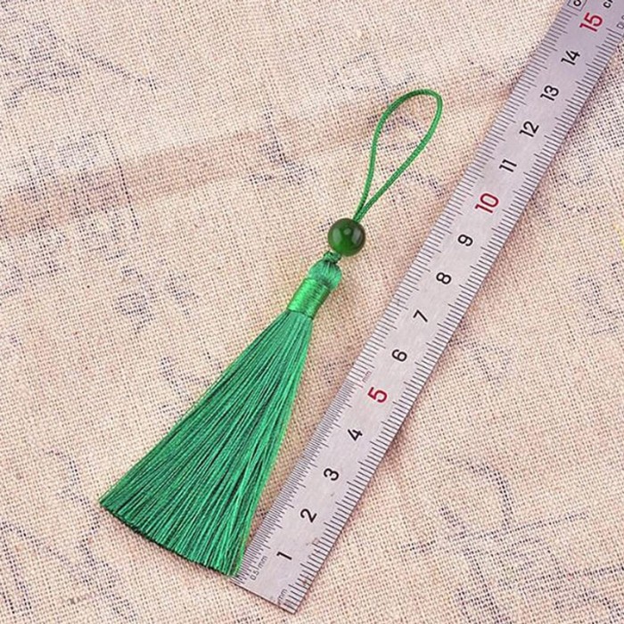 7 cm jade bead mini tassel handcrafted soft small craft tassel jewelry making DIY project bookmark pendant accessory
