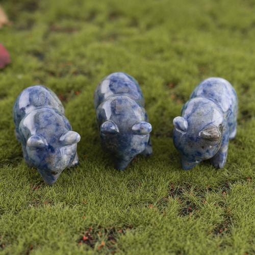 BBZ jade TIFA carved bear statue, natural blue jade animal sculpture carving, home decoration gift