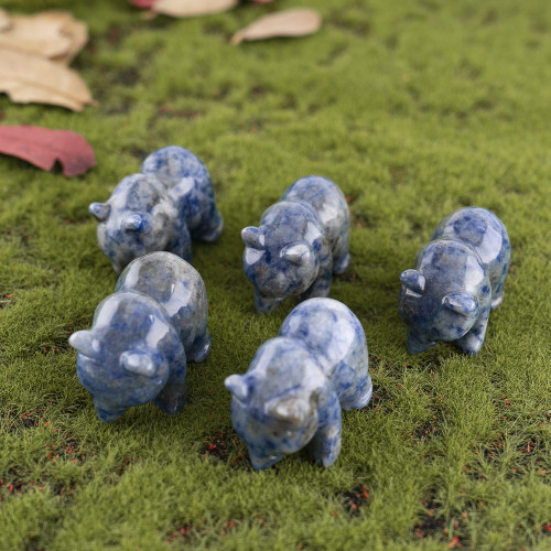 BBZ jade TIFA carved bear statue, natural blue jade animal sculpture carving, home decoration gift