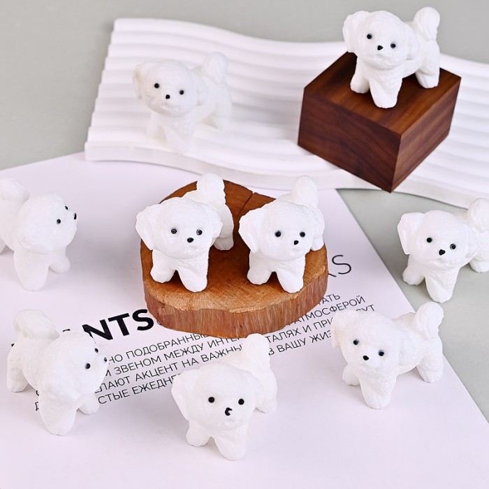 New popular crystal carving craft healing stone small cute white jade dog