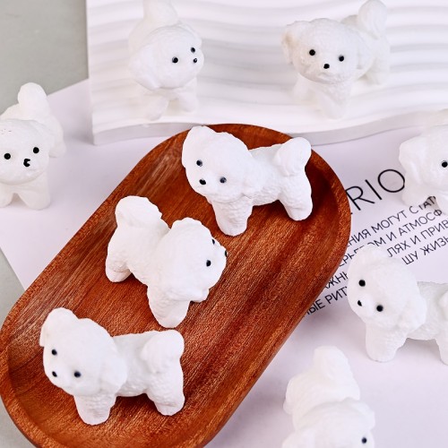 New popular crystal carving craft healing stone small cute white jade dog