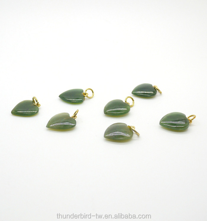 Wholesale high-quality loose stone natural genuine green jade nephrite heart-shaped pendants