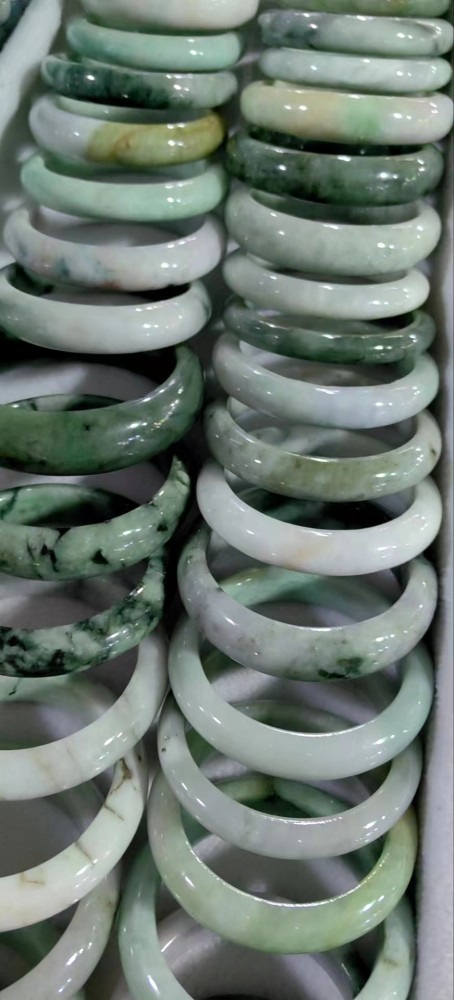 Myanmar a Grade Jade Green 54~60mm Adult Natural Jade Bangle Jadeite Bangle Women Stone Bracelet Charm Bangles