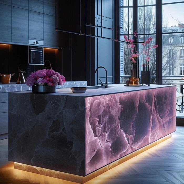 Modern style glow jade kitchen island countertop polished artificial quartz natural agate specially designed for hotel style