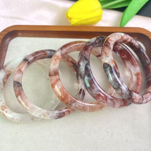 Fine jewelry, natural jade, red agate, wide-textured women's bracelet