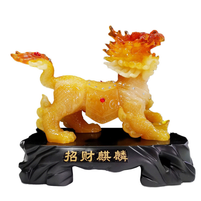 Resin handicrafts, green jade carvings, lucky unicorn ornaments, animal skin shows, lucky sculptures, living room statues, sculptures, jade
