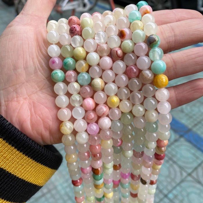DIY jewelry making of natural seven-color jade loose beads 4 6 8mm round jade loose beads