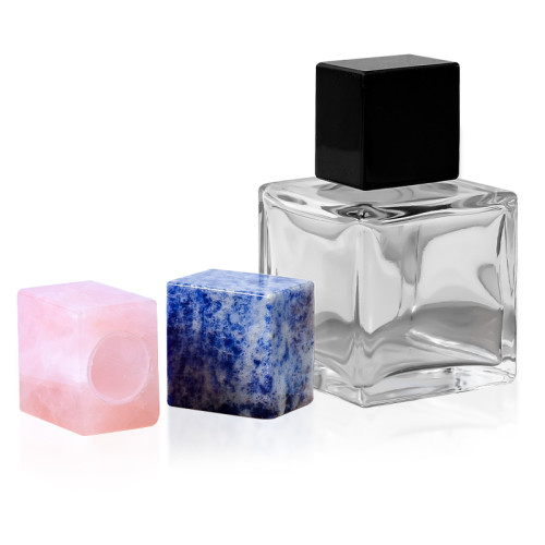 Custom-made luxury jade crystal stone perfume lip cap rectangular cylindrical round perfume bottle cap with logo