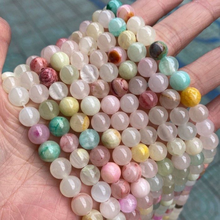 DIY jewelry making of natural seven-color jade loose beads 4 6 8mm round jade loose beads