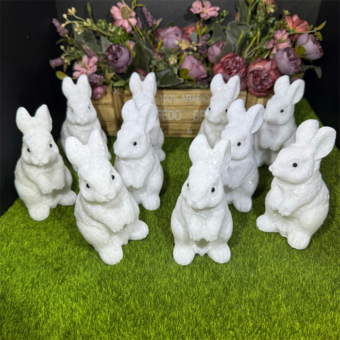 Hot-selling high-quality natural crystal handicrafts and white jade rabbit decorations