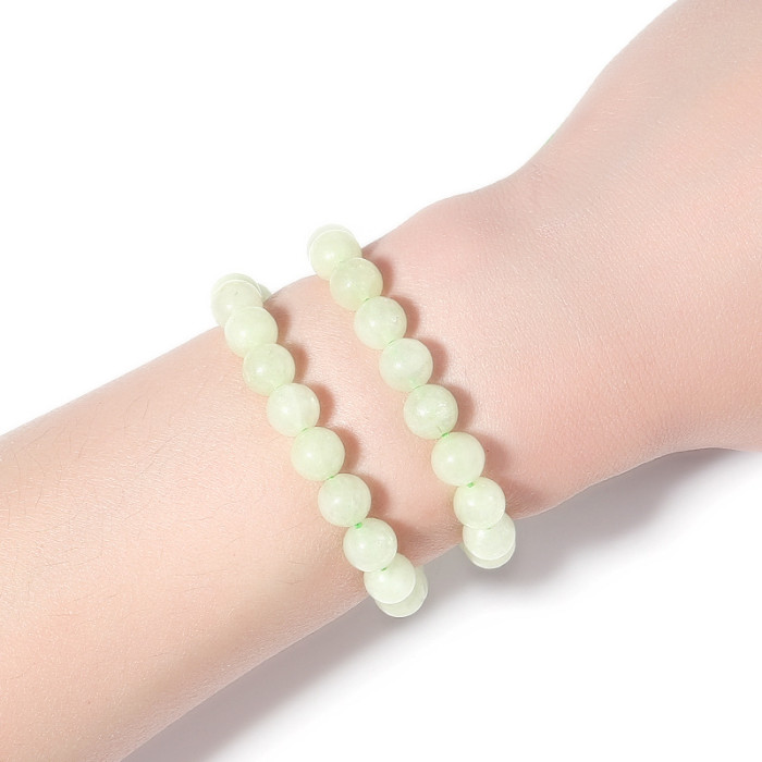 DIY handmade men's and women's jewelry made of Hetian jade round beads, clear water green, light green, light green, white jade scattered beads
