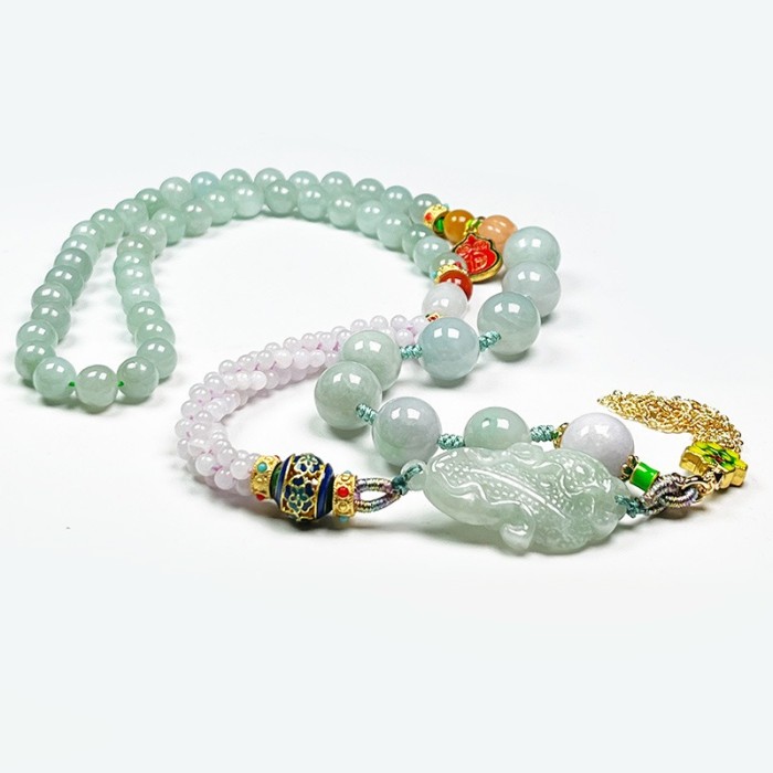 Jade and pearl necklace, creative cabbage carving jewelry