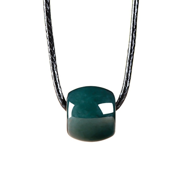 Natural jadeite deep blue water jade good luck pendant necklace Women's jewelry original design gift