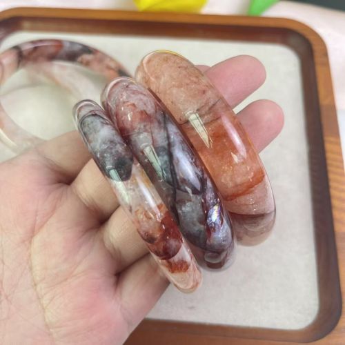 Fine jewelry, natural jade, red agate, wide-textured women's bracelet