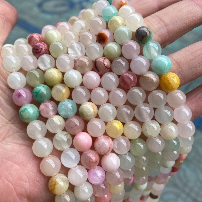 DIY jewelry making of natural seven-color jade loose beads 4 6 8mm round jade loose beads
