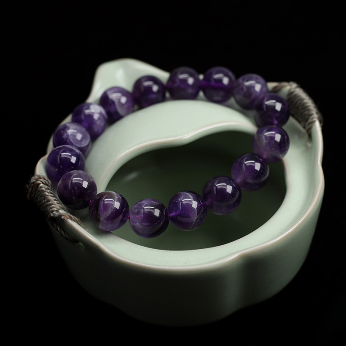 Wholesale natural dark amethyst jade bracelets for both men and women in various sizes, 6/8/10/12/14mm, religious style weddings or gifts