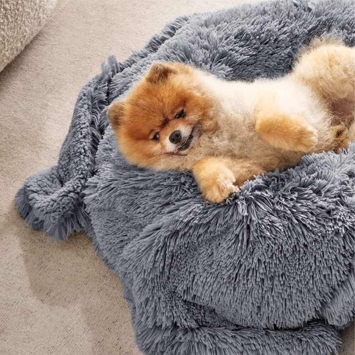 Sedative long faux fur dog pad blanket, soft pet blanket, cat and dog bed, warm blanket, small and large dog pad cover, pet supplies