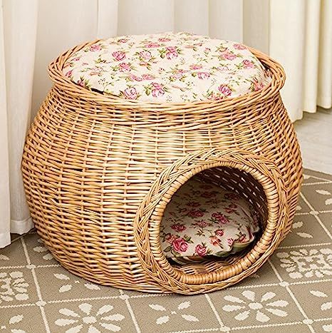 Wholesale high-quality rattan pet house beds, dog and cat burrows, pet supplies, comfortable pet houses, and custom-made tree holes