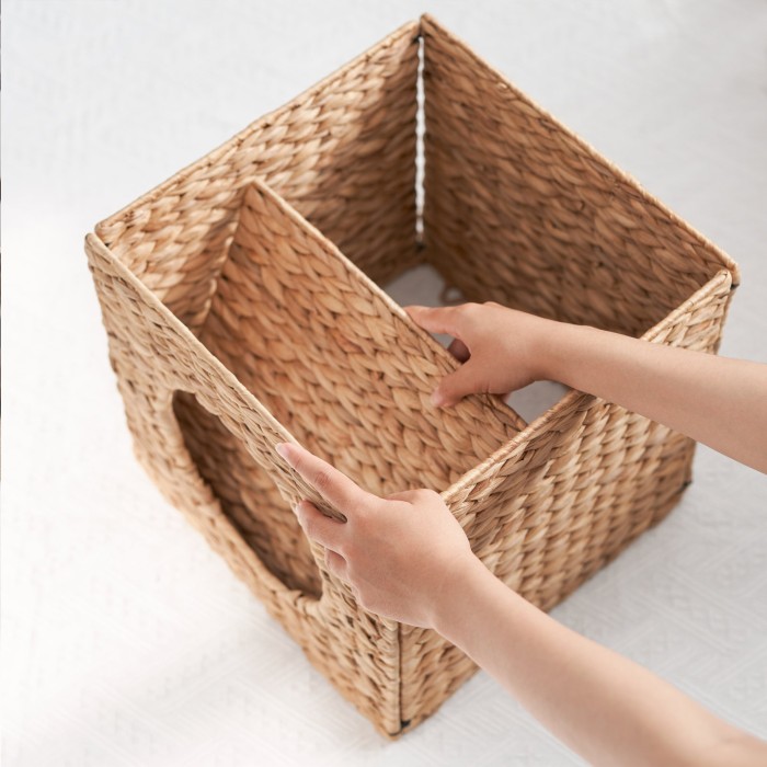 Water hyacinth shaped foldable small pet house, customizable natural straw cat bed, popular pet products
