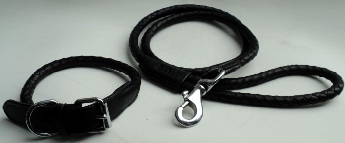 Heavy-duty durable woven leather dog leather strap woven training walking pet supplies