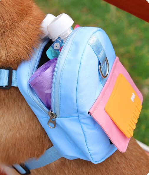 Pet backpack, cartoon dog bag, outdoor travel dog small backpack, pet supplies, can be put in a garbage bag, pull-out design
