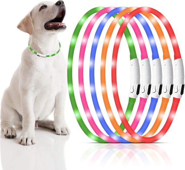 Pet supplies, light-emitting diode collars, charging neon lights, colored lights, night-time dog walking luminous collars