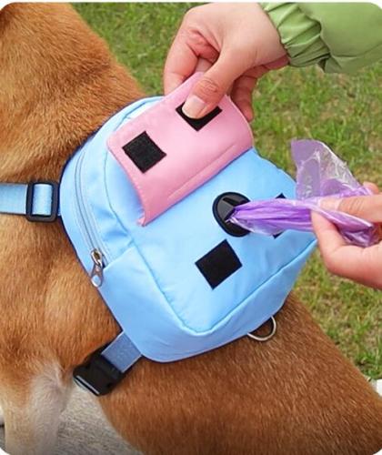 Pet backpack, cartoon dog bag, outdoor travel dog small backpack, pet supplies, can be put in a garbage bag, pull-out design
