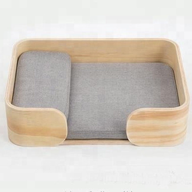 High-end and comfortable wooden pet bed with cushions, supplied by ODM/ wholesaler for dogs made in Vietnam