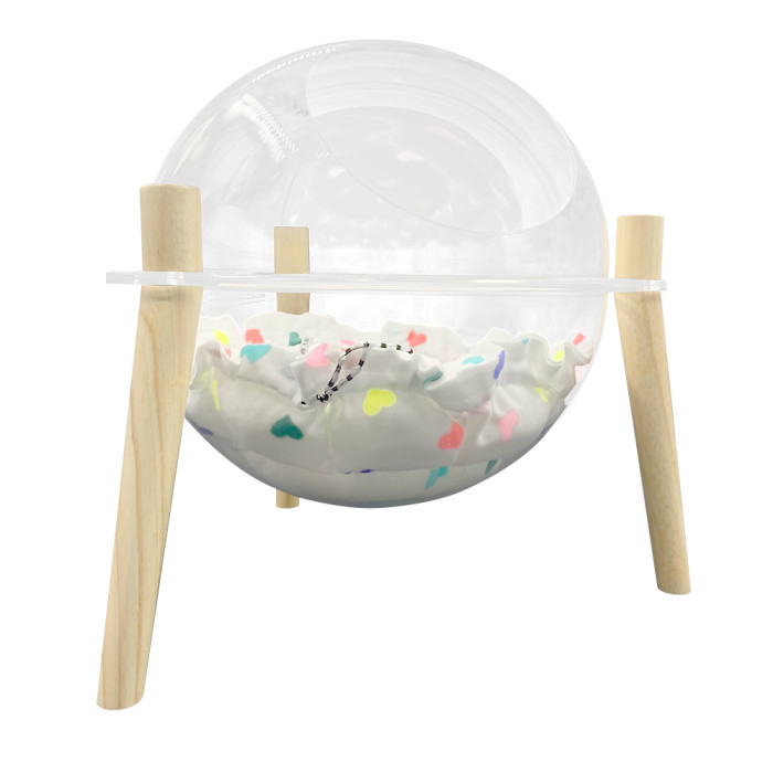 Customized double-hemisphere sustainable acrylic cat bedroom dome transparent wood pet supplies cat store