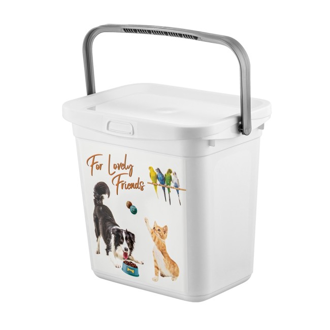 Pet food storage container with a capacity of 6L, sealed storage box for dog and cat food, equipped with an easily flip-out lid and dry food handle for pet supply