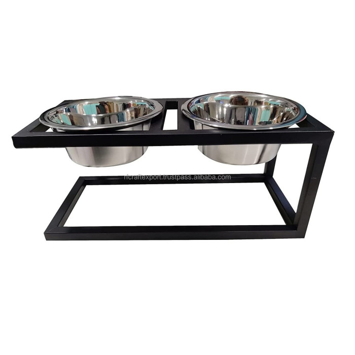 Wooden cat feeder, anti-slip stand, pet food tray rack, iron stand, single bowl food serving, pet supplies
