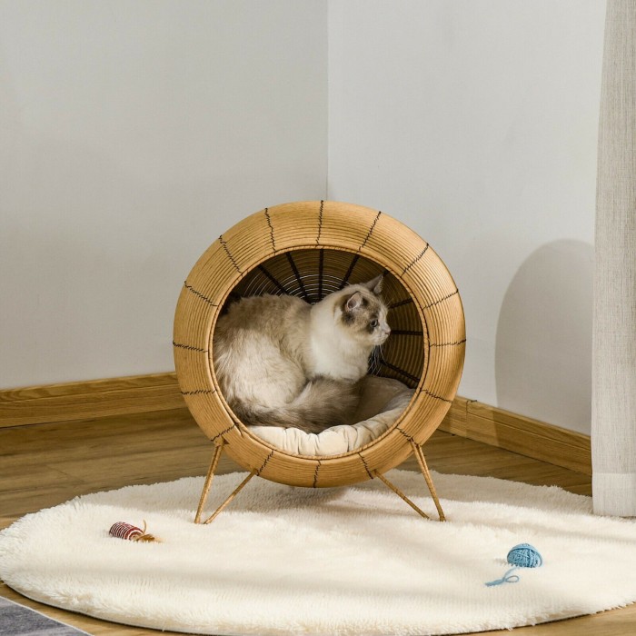 Pet supplies manufacturing accepts design, price negotiation, custom wicker cat beds, elevated rattan cat baskets