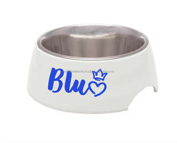 Silver pet bowl double bowl design, XL-sized stainless steel equipment with paw prints, dog feeding family garden pet food supplies