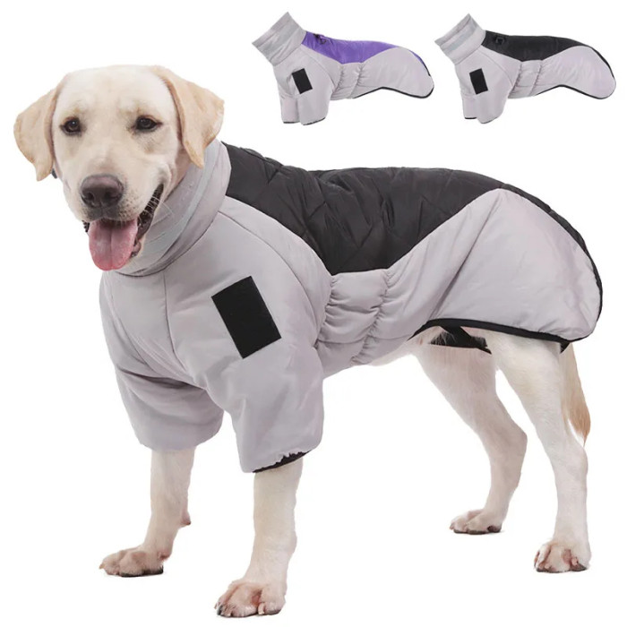 Waterproof pet jacket, large dog winter coat, elastic design, solid pattern, golden retriever set