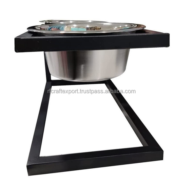Wooden cat feeder, anti-slip stand, pet food tray rack, iron stand, single bowl food serving, pet supplies