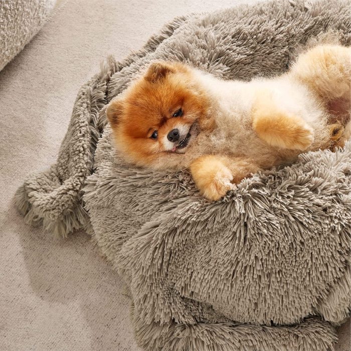 Sedative long faux fur dog pad blanket, soft pet blanket, cat and dog bed, warm blanket, small and large dog pad cover, pet supplies