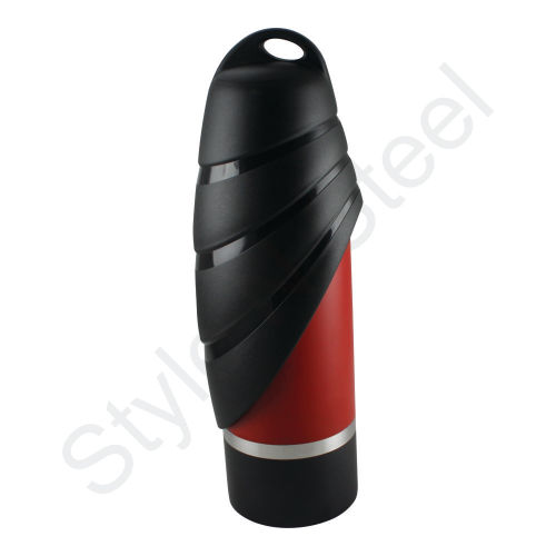 Dog Travel steel pet water bottle dispenser, dog drinking bottle feeding, red striped fin pet bottle, colorful supplies, portable
