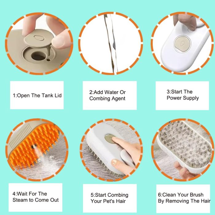 New steam dog brush 3-in-1, dog steam dog brush, dog spray massage comb, pet grooming comb, hair removal brush, pet supplies