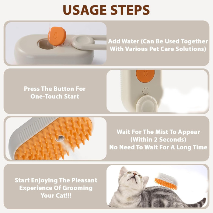 New steam dog brush 3-in-1, dog steam dog brush, dog spray massage comb, pet grooming comb, hair removal brush, pet supplies