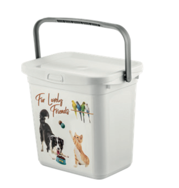 Pet food storage container with a capacity of 6L, sealed storage box for dog and cat food, equipped with an easily flip-out lid and dry food handle for pet supply