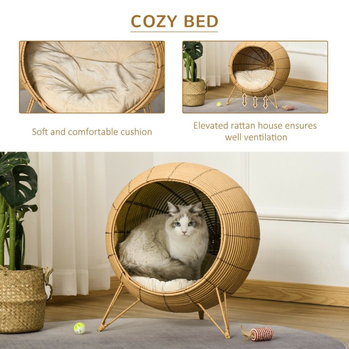 Pet supplies manufacturing accepts design, price negotiation, custom wicker cat beds, elevated rattan cat baskets