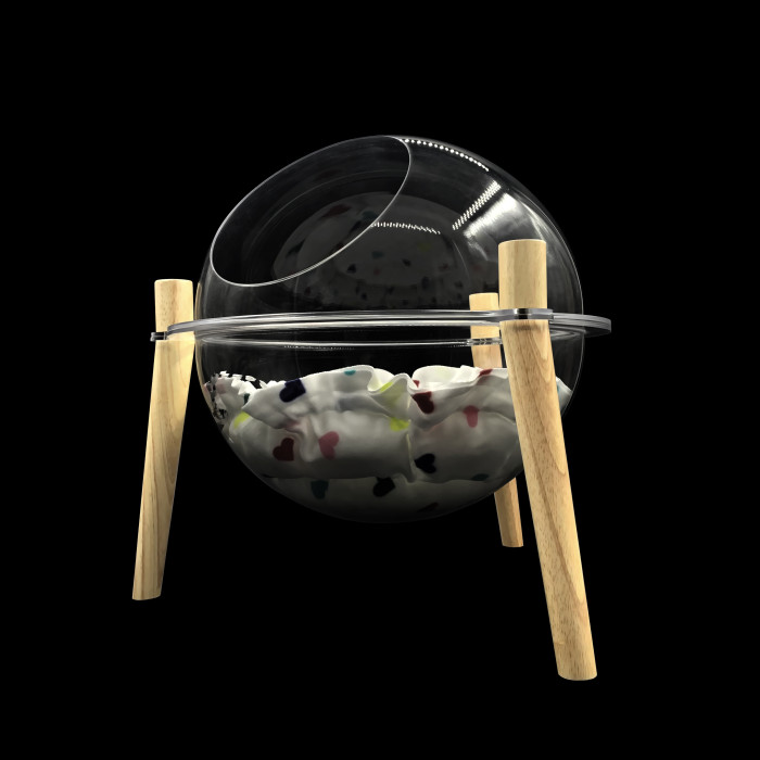 Customized double-hemisphere sustainable acrylic cat bedroom dome transparent wood pet supplies cat store