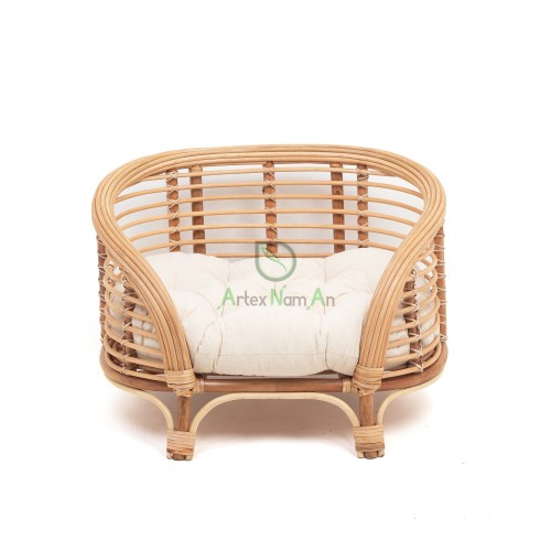 Large eco-friendly rattan pet bed, with fabric mattress solid pattern, suitable for cats and dogs. Wicker bed, suitable for pet supplies