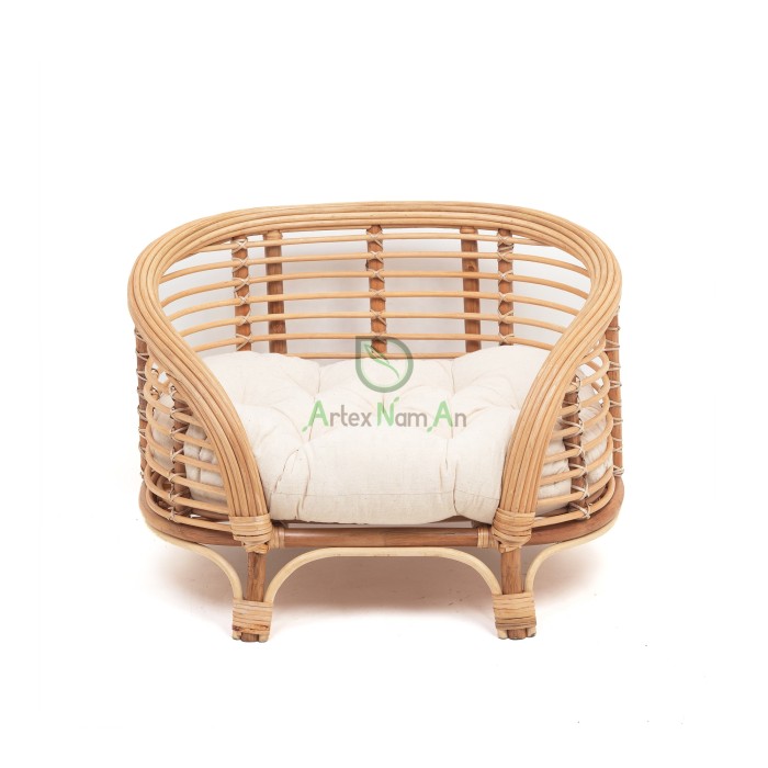 Large eco-friendly rattan pet bed, with fabric mattress solid pattern, suitable for cats and dogs. Wicker bed, suitable for pet supplies