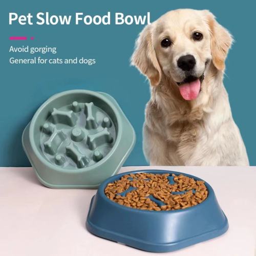 Pet dog feeding food bowl, small dog plastic deceleration food bowl to prevent obesity, pet supplies