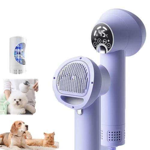 Hot-selling lightweight and portable light-emitting diode smart silent pet comb, handheld blowing comb, pet comb two-in-one cat and dog grooming products