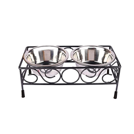 Spiral design pet feeding bowl, raised stand, golden arrangement dog bowl, pet supplies, indoor and outdoor use, wire design food bowl