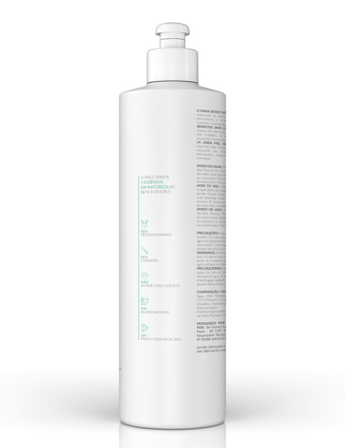 High-end and high-quality shampoo for pets with sensitive skin from Brazil, professional hydrating, regenerating, healing and hygiene products for pets